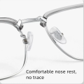 Half Frame Glasses, Men's Retro Glasses, 0 Degree Anti Blue Light Eye Protection, Flat Light Glasses. 