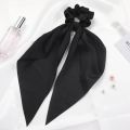【NEW】 Fashion Korean Solid Color Scrunchies Long Hair Rope Hair Ties For Women Ponytail Scarf Sweet Elastic Hair Band Hair Accessories.