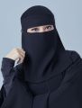 Premium Linen Arabian Niqab for Women, Black, Modest & Elegant Design.