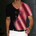 Luxury T-Shirt For Men 3d Flower V-Neck Men'S Clothing Street Daily Tops Loose Oversized Sportswears Summer Casual Short Sleeves. 