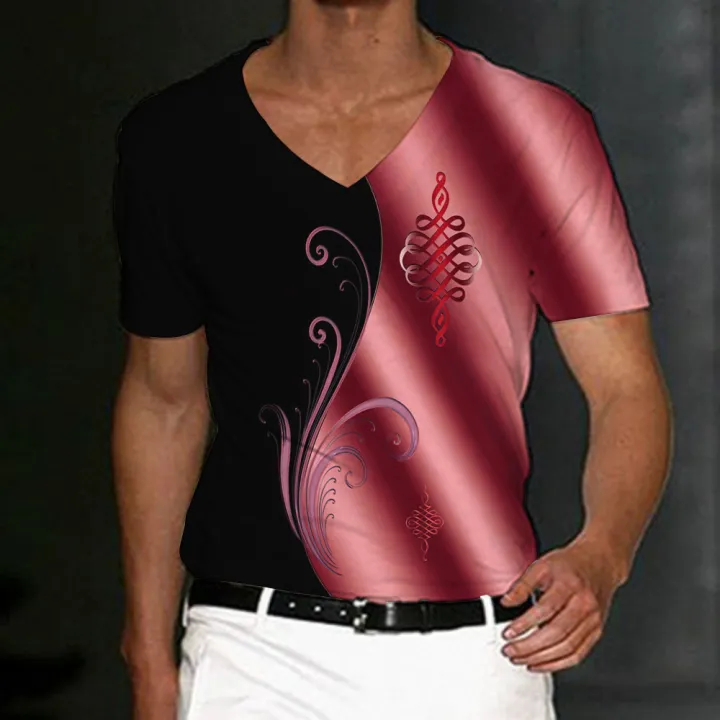 Luxury%20T-Shirt%20For%20Men%203d%20Flower%20V-Neck%20Men'S%20Clothing%20Street%20Daily%20Tops%20Loose%20Oversized%20Sportswears%20Summer%20Casual%20Short%20Sleeves%20-%20Image%203