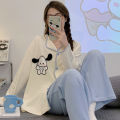 Pajamas Women's Cardigan V-Neck New Spring and Autumn Waffle Long Sleeve Ins Style Cute Ladies Kimono Loungewear Set. 