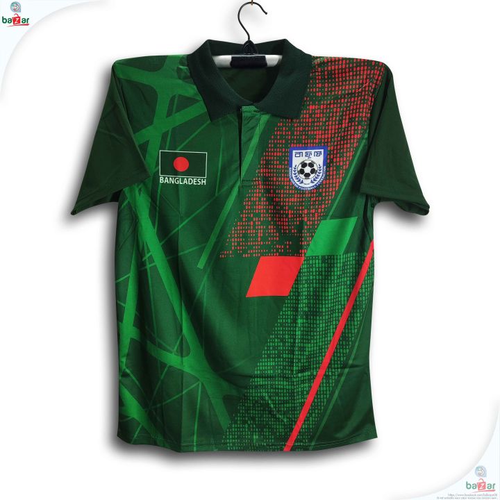 B-d Short Sleeve Collar Football Jersey for Man - Half Sleeve Polo - Bangladesh Fan Jersey 2026-27