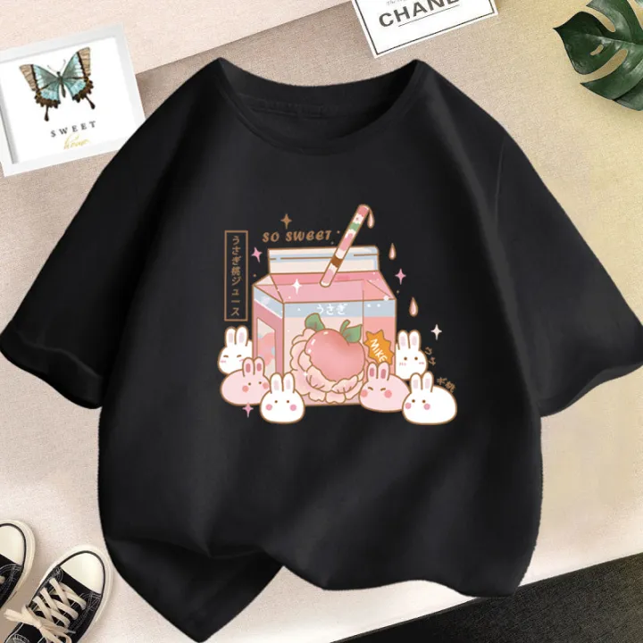 Girls%20Cute%20Strawberry%20Milk%20Shake%20Cartoon%20T-shirt%20Kids%20Short-Sleeve%20Graphic%20Pink%20Tops%20Tee%20-%20Image%203