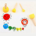 Set of 5 Pcs Round Stencil Sponge Dabber with Wooden Handle Foam Brush Furniture Art Crafts Painting Tool Supplies Painting Stippler Set DIY. 