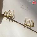 Rhinestone Four-claw Row Earrings Female Simple Korean Shiny Earrings Party. 
