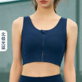 Summer New High-Strength Shockproof Front Zipper Sports Underwear Nude Feel One-Piece Fixed Cup Workout Yoga Bra.