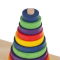Tower of Hanoi Wooden Puzzle 10 Rings Geometric Stacker Kids Developmental Toy, 10 Colorful Pieces.