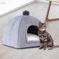 Cat Bed for Indoor Cats Cozy Kennel Snooze Calming Pet Bed Semi Enclosed Cat Nest Cat House Gray S. 