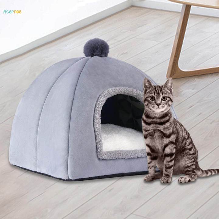 Cat%20Bed%20for%20Indoor%20Cats%20Cozy%20Kennel%20Snooze%20Calming%20Pet%20Bed%20Semi%20Enclosed%20Cat%20Nest%20Cat%20House%20Grey%20L%20-%20Image%203