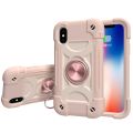 For iPhone XS Max Shockproof Silicone + PC Protective Case with Dual-Ring Holder. 