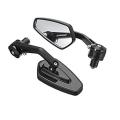 Universal Handle End Looking Glass for Motorcycle. Metal Full Black. 