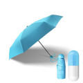 Foldable Mini Waterproof Ultra Portable Protective Mini Travel UV Capsule Umbrella with Long Size Handle for Men Women and Kids. 