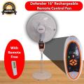 Defender | Kennedi 16" AC/DC Rechargeable Full Stand fan with Remote, Model: 2936HRS, 12v-5Ah Battery, Battery Life Display, 7 hrs Backup.