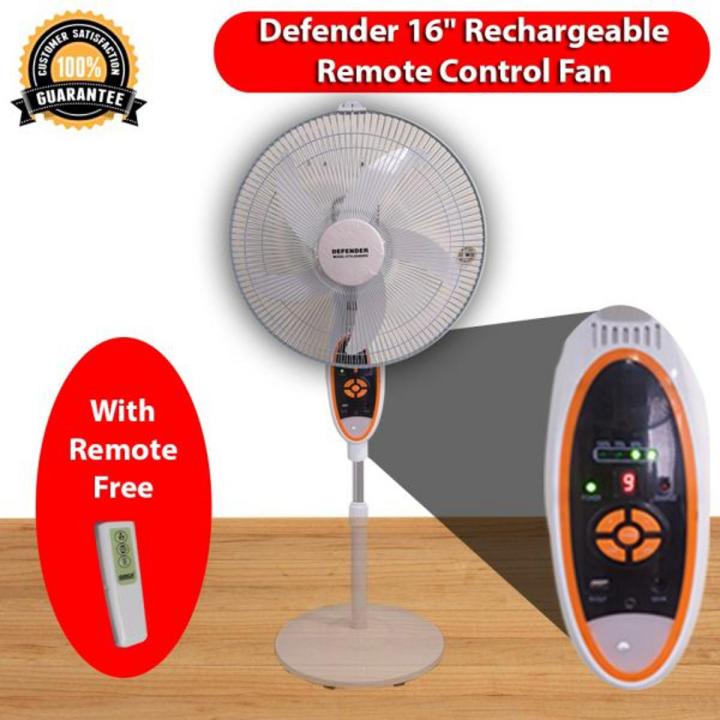 Defender | Kennedi 16" AC/DC Rechargeable Full Stand fan with Remote, Model: 2936HRS, 12v-5Ah Battery, Battery Life Display, 7 hrs Backup