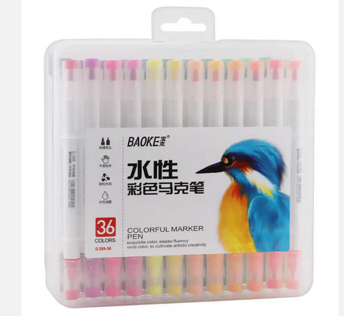 Baoke 36 pcs Color Alcohol Based Dual Tips Art Markers Highlighter Pen Sketch Permanent Art Marker Pen With Blender