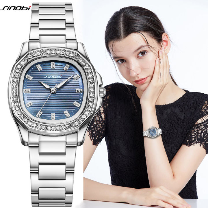 Sinobi Women's Watch Women's High Beauty Nautilus Waterproof Square Watch Retro Night Glow Steel Band Cross border Watch Women