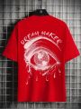Dream Maker Tearful Earth Printing T-Shirt Men Clothes Summer Loose Tee Cotton Casual Street Tshirt Hip Hop Oversize T Shirts. 