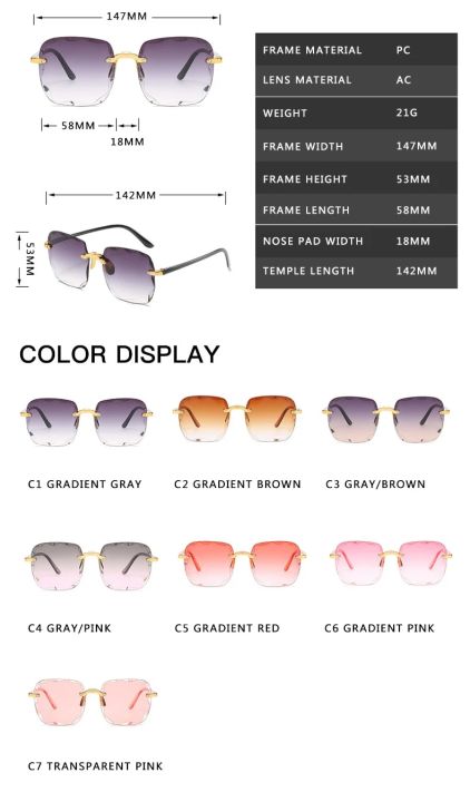 2023%20Square%20Rimless%20Sunglasses%20Women%20Luxury%20Brand%20Designer%20Summer%20Red%20Glasses%20Fashion%20Sun%20glasses%20For%20Men%20UV400%20Shades%20Oculos%20-%20Image%203