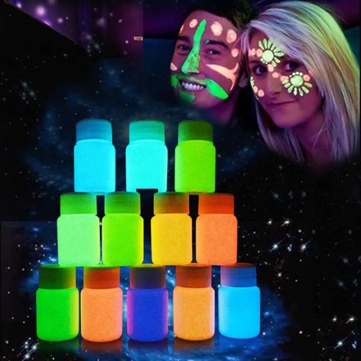 NEW 9 Colors Neon Fluorescent Body Paint Grow In The Dark Face Painting