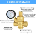 Water Pressure Reducing Valve 3/4In with Gauge, Adjustable Water Pressure Reducing Valve for Water Pressure Regulator DN20. 