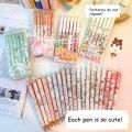 6PCS/Set Cute Cartoon Press Kawaii Pen Student Stationery Black Ball Point Pens Students Writing Tool. 