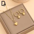 2Pc Buy 1 Take 1 Titanium Steel Korean Love Earrings Necklace Set Fashion Elegant No Fade Simple Jewelry Accessories Gifts for Gf. 
