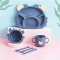 【NEW】 Qshare 6-Piece Baby Crab Tableware Kids Divided Household Dinner Plate Children Anti-Tumble 2-Ears Feeding Bowl Spoons Baby Dish. 
