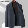 Top Quality 100% Wool Men's Blazer Autumn Winter Solid Color Handmade Double-Sided Woolen Suit Jacket Business Man Clothing.