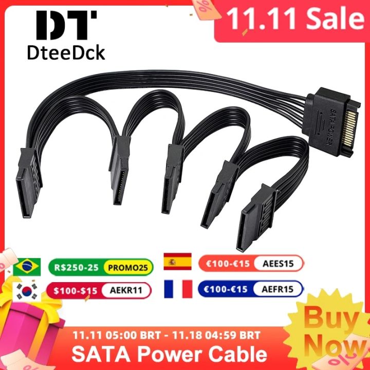 15 Pin SATA Hard Drive Power Cable male to female 1 to 3 4 5 6-Port for computer hard disk interface power Cord for DIY PC Sever