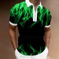 Summer Men's POLO Shirt 3D Printing Flame Pattern 2022 Men's Short Sleeve T-Shirt Men's European Size S-3XL. 