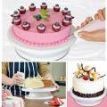 Cake Turntable, 12 Piece Cake Decorating Nozzle Set, 3 in 1 Multi Function Knife Set, 3 Side Scrapper, Silicone Spatula and Brush Set, 8 Measuring Cups and Spoon 7 items Combo Pack.