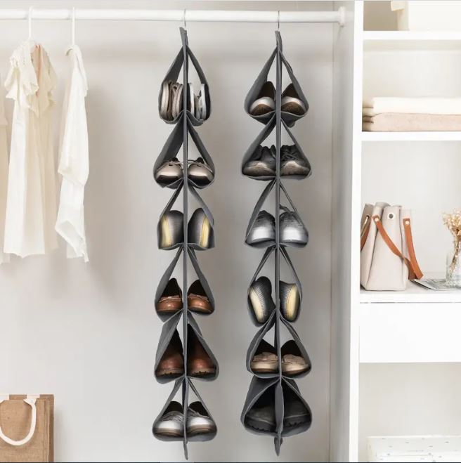 Shoe Organizer Dustproof Hanging Shoe Storage Bag Rotatable Shoe Storage Bag 12 grid