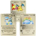 【Serendipity party】Metal Pokemon Charizard Blastoise Venusaur Base Gold card Collection Battle Children's Toys. 