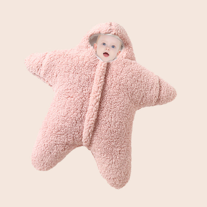 Newborn baby sleeping bag, baby one-piece, starfish, cute crawling suit, autumn and winter, thickened kick-proof bag, anti-startling