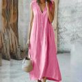 Women’s Cotton Linen Summer Sleeveless Dress with Chic Design.