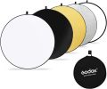 Godox 31”/80cm Light Reflector Diffuser,5-in-1 Portable Collapsible Round Multi Disc with Holder Clip & Bag for Studio Shooting,Video Location,Portrait Photography-Gold,Silver,White,Black,Translucent. 