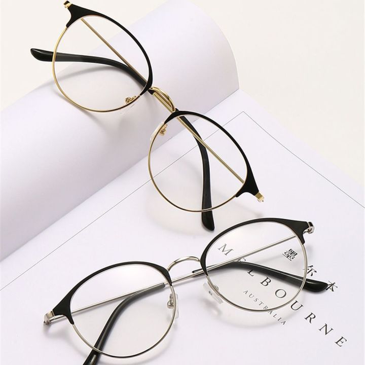 Unisex Metal Ultralight Round Frame Glasses Classic Optical Eyewear Myopia Glasses Vision Care Eyeglasses Strength 0.0~-4.0