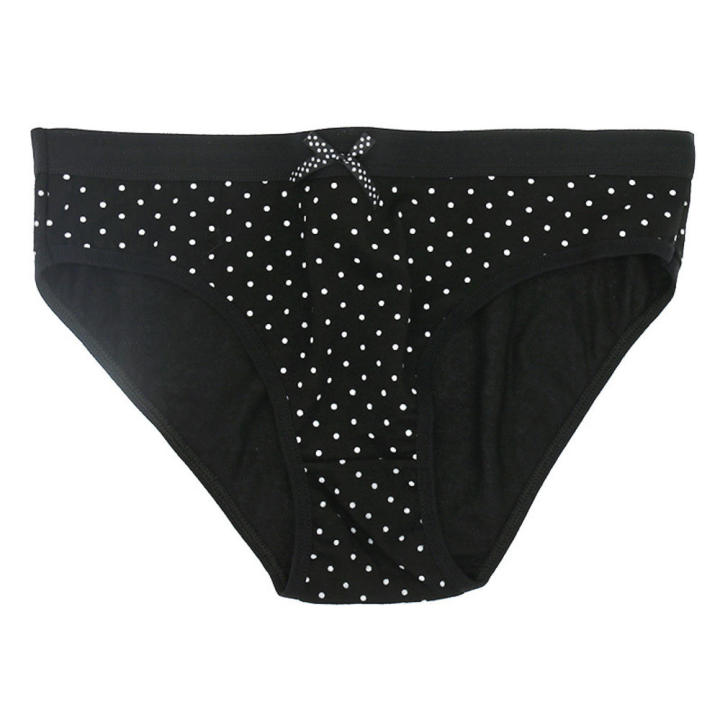 Dot%20Printed%20Women's%20Briefs%20Cotton%20Comfortable%20Mid-waist%20Plus%20Size%20Briefs%20Women's%20Cotton%20Underwear%20Bow%20Polka%20-%20Image%205