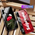 Casinglee for Samsung Galaxy A50 Case Tempered Glass Protector Mirror Couple Back Cover SUP Supreme Design Samsung A50 case cover For girls and Boys. 