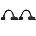 2X 24 Pin to 14 Pin ATX PSU Main Power Adapter Braided Sleeved Cable for IBM for Lenovo PC and Servers 12-Inch(30cm). 