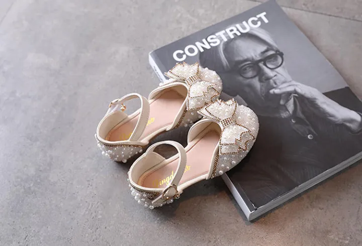 Girls%20Crown%20Bow%20Design%20Party%20Shoes%20-%20Full%20Pearl%20&%20Stone%20Work%20Kids%20Sandal%20-%20Image%202