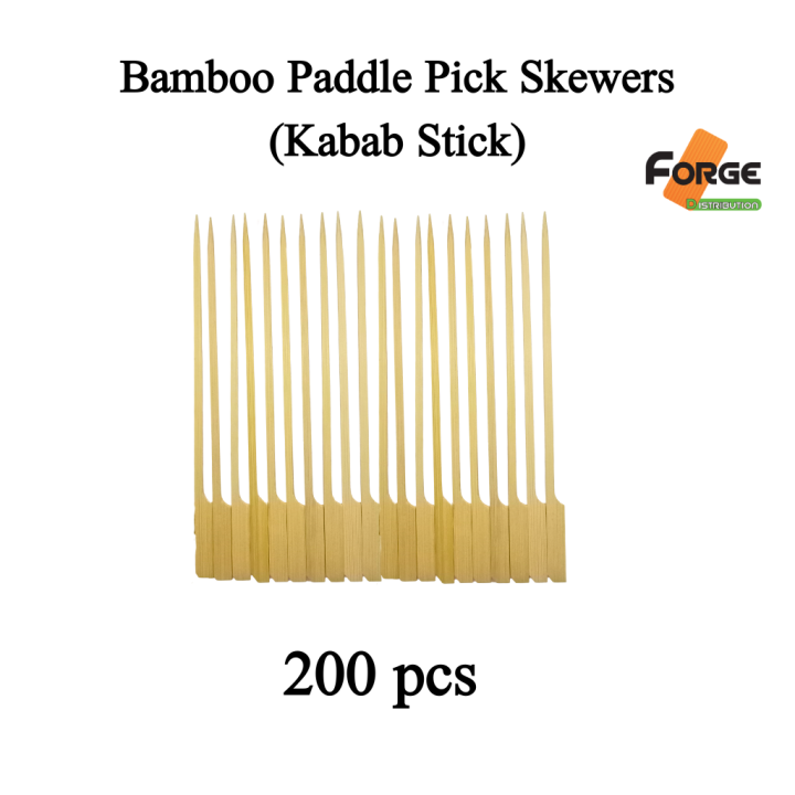 200 pcs 8 inch Bamboo Paddle Pick Skewers, Bamboo Stick, Suslik Stick & kabab Stick