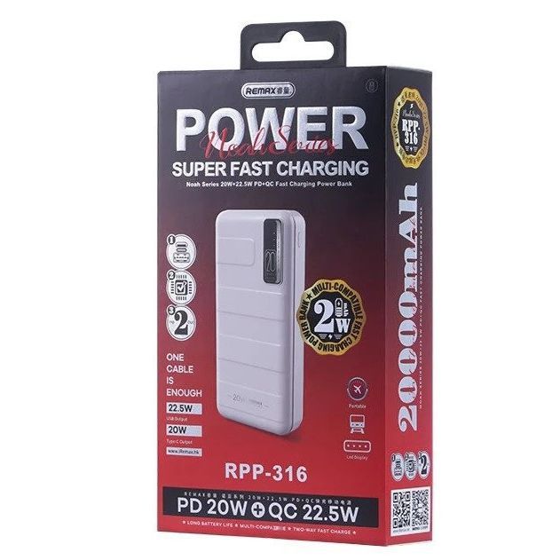 REMAX RPP-316 20W+22.5W PD+QC Fast Charging Power Bank 20000mAh OEM ...