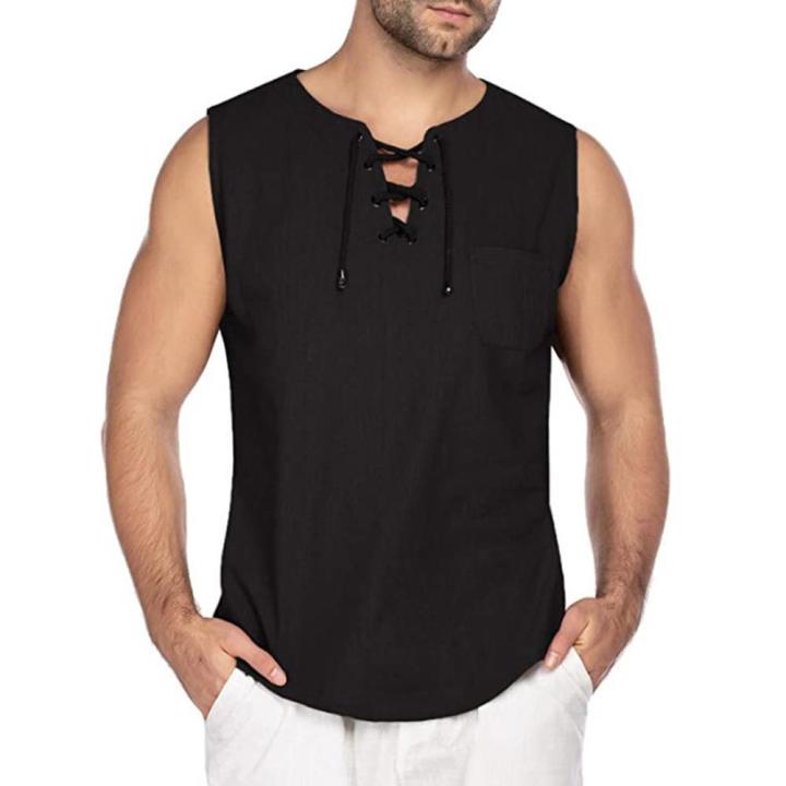 Men's%20shirt%20Casual%20Summer%20Men%20Solid%20Color%20Sleeveless%20V%20Neck%20Bandage%20Pocket%20Vest%20Shirt%20Oversize%20TaTop%20Men%20Clothing%205%20Colors%20-%20Image%204