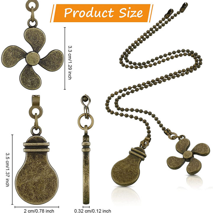4Pcs%20Ceiling%20Fan%20Pull%20Chain%20Set,Bulb%20and%20Fan%20Pattern(Antique%20Bronze)%20-%20Image%205