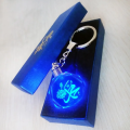 3D Crystal Led Light Key Chain for Gift Bike Laser Glass Islam Rectangle Key ring.