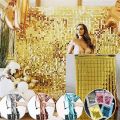 Square rainsilk backdrop curtain birthday party decorations/Background box curtains.