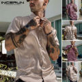 INCERUN Mens Stain Short Sleeve T Shirt Collared Button Down Formal Party Dress Tee Tops(Western Style). 