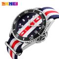 SKMEI Lovers Watches Men And Women Fashion Casual Watch Nylon Strap 30M Waterproof Multiple Quartz Wristwatches.